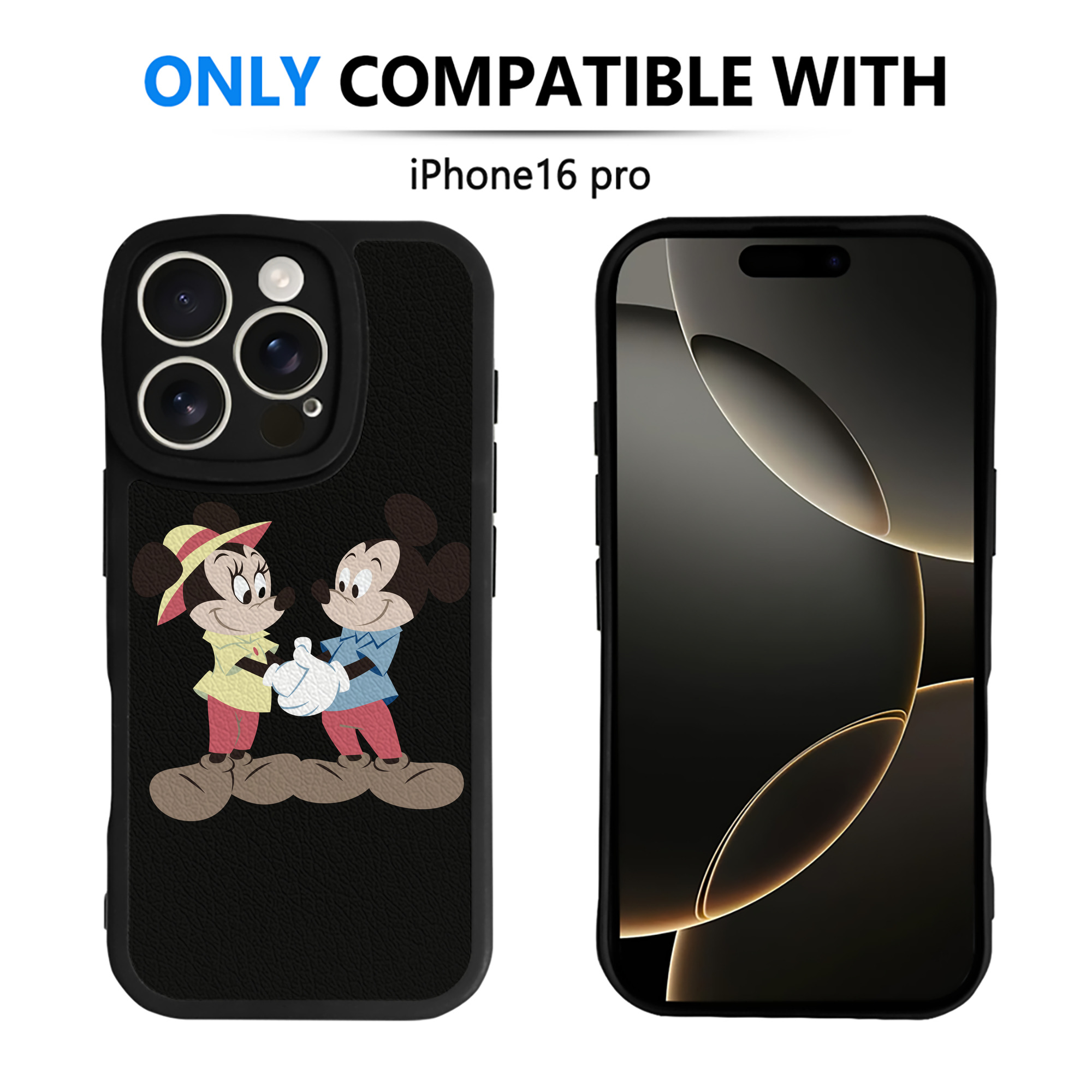 （画像用） ミッキーマウス Mickey Mouse 【iPhone 16シリーズ対応】シリコンスマホケース（レザー調） 材質：シリコン